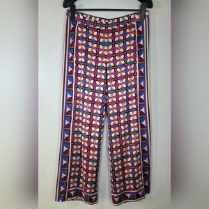 NWT CARTOLINA NANTUCKET THE DARCY GEOMETRIC PRINT RETRO WIDE LEG PANTS.
